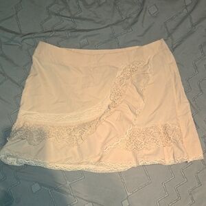 Cider Beige Lace Accent Mini Skirt